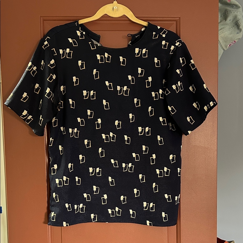 Navy Blue Patterned Women's Top